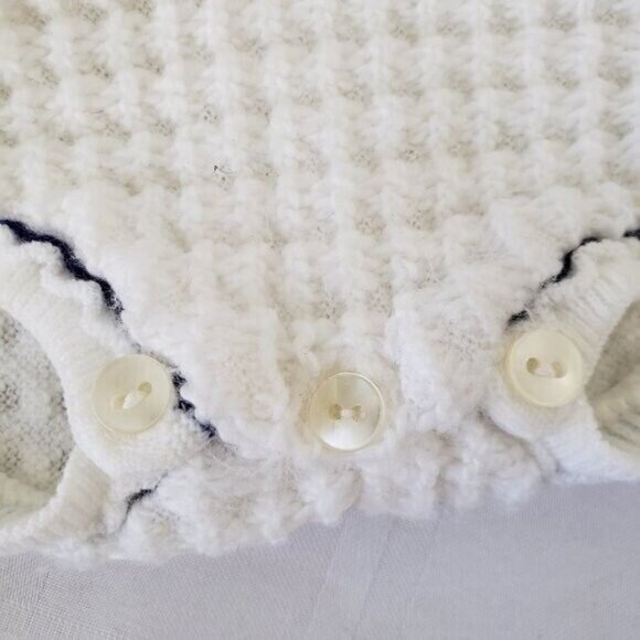 Vintage Baby Knit Romper White with Sailboats 3-6 months - Picture 3 of 6